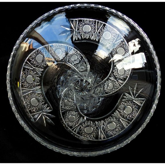 Vintage Large 12" Spiral Hand Cut Lead Crystal Glass Statement Vase - Picture 4 of 16